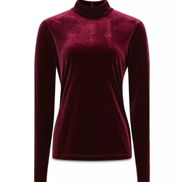 Reiss Connie Velvet Turtle Neck Top - Crimson Red - Small NWT - Picture 3 of 6